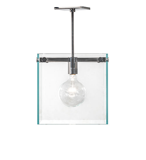 Meyda Lighting Melazzo 17" Polished Stainless Steel Pendant Light With Clear Plate Shade Glass