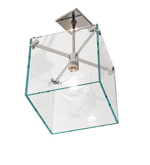 Meyda Lighting Melazzo 17" Polished Stainless Steel Pendant Light With Clear Plate Shade Glass