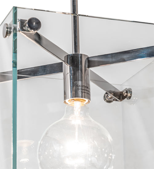 Meyda Lighting Melazzo 17" Polished Stainless Steel Pendant Light With Clear Plate Shade Glass