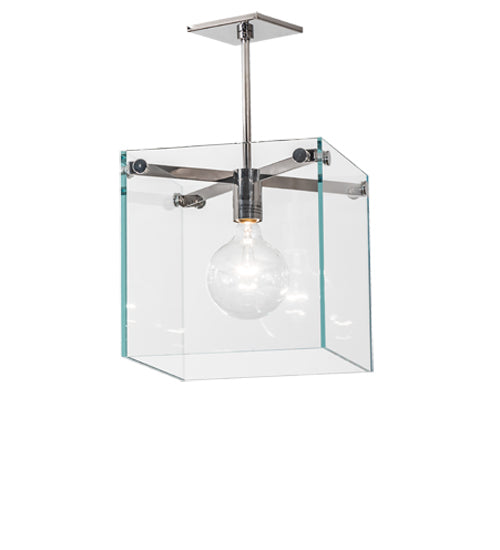 Meyda Lighting Melazzo 17" Polished Stainless Steel Pendant Light With Clear Plate Shade Glass
