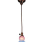 Meyda Lighting Melon Flower 5" Burnished Copper Mini Pendant Light With Pink & Blue Shade Glass