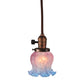 Meyda Lighting Melon Flower 5" Burnished Copper Mini Pendant Light With Pink & Blue Shade Glass