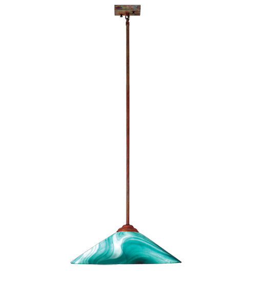 Meyda Lighting Mente Swirl 18" Vintage Copper Pendant Light With Green & White Shade Glass