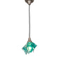 Meyda Lighting Mente Swirl 9" Brushed Nickel Mini Pendant Light With Green Handkerchief Shade Glass