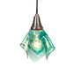 Meyda Lighting Mente Swirl 9" Brushed Nickel Mini Pendant Light With Green Handkerchief Shade Glass