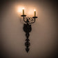 Meyda Lighting Merano 11" 2-Light Antique Iron Gate Wall Sconce With Amber Faux Candlelight