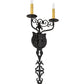 Meyda Lighting Merano 11" 2-Light Antique Iron Gate Wall Sconce With Amber Faux Candlelight