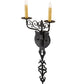 Meyda Lighting Merano 11" 2-Light Antique Iron Gate Wall Sconce With Amber Faux Candlelight