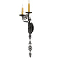 Meyda Lighting Merano 11" 2-Light Antique Iron Gate Wall Sconce With Amber Faux Candlelight