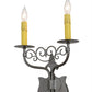 Meyda Lighting Merano 11" 2-Light Bronze Metallic Wall Sconce With Amber Faux Candlelight