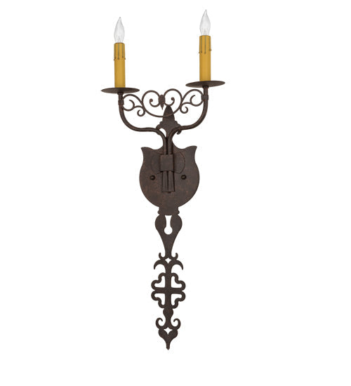 Meyda Lighting Merano 11" 2-Light Cajun Spice Textured Wall Sconce With Amber Faux Candlelight