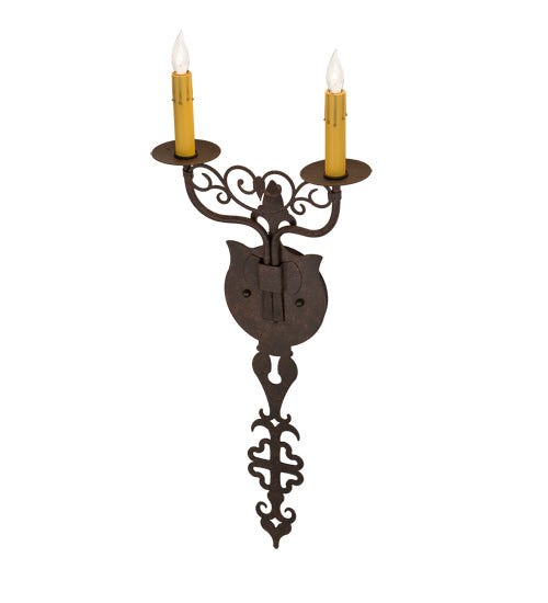 Meyda Lighting Merano 11" 2-Light Cajun Spice Textured Wall Sconce With Amber Faux Candlelight