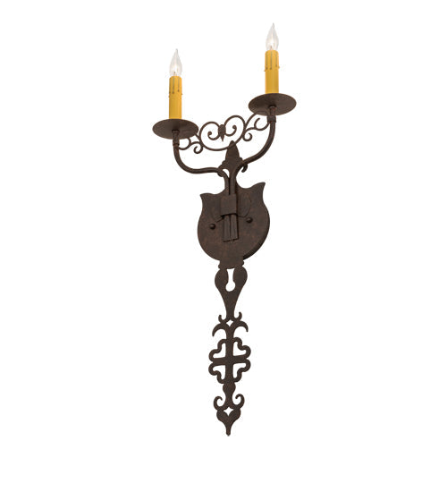 Meyda Lighting Merano 11" 2-Light Cajun Spice Textured Wall Sconce With Amber Faux Candlelight
