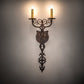 Meyda Lighting Merano 11" 2-Light Cimarron Bronze Wall Sconce With Ivory Faux Candlelight