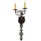 Meyda Lighting Merano 11" 2-Light Gilded Tobacco Wall Sconce With Ivory Faux Candlelight