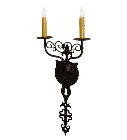 Meyda Lighting Merano 11" 2-Light Gilded Tobacco Wall Sconce With Ivory Faux Candlelight
