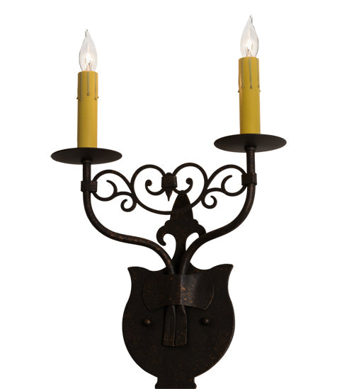 Meyda Lighting Merano 11" 2-Light Gilded Tobacco Wall Sconce With Ivory Faux Candlelight