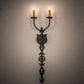 Meyda Lighting Merano 11" 2-Light Old Wrought Iron Wall Sconce With Ivory Faux Candlelight