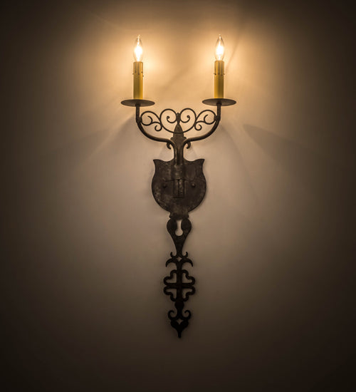 Meyda Lighting Merano 11" 2-Light Smoke Wall Sconce With Ivory Faux Candlelight