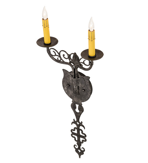 Meyda Lighting Merano 11" 2-Light Smoke Wall Sconce With Ivory Faux Candlelight