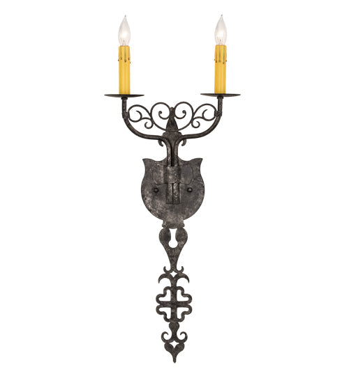 Meyda Lighting Merano 11" 2-Light Smoke Wall Sconce With Ivory Faux Candlelight