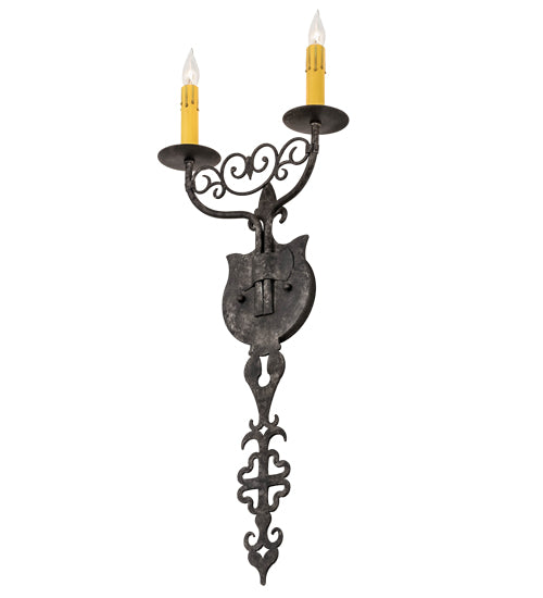 Meyda Lighting Merano 11" 2-Light Smoke Wall Sconce With Ivory Faux Candlelight