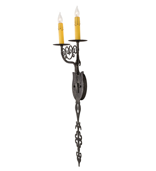 Meyda Lighting Merano 11" 2-Light Smoke Wall Sconce With Ivory Faux Candlelight