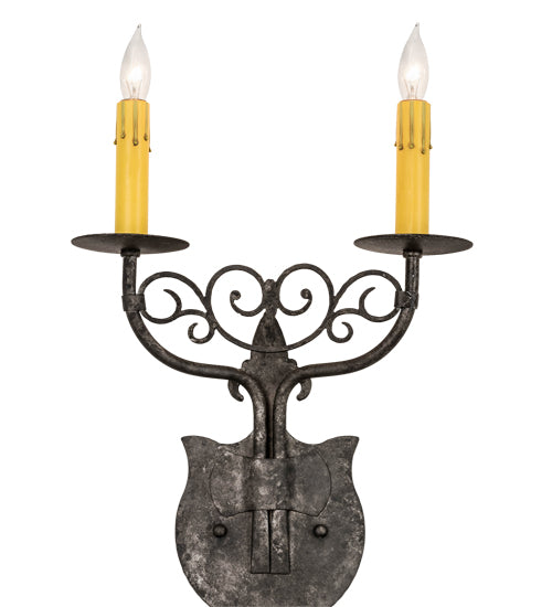 Meyda Lighting Merano 11" 2-Light Smoke Wall Sconce With Ivory Faux Candlelight