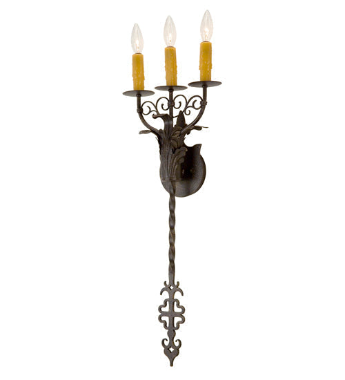 Meyda Lighting Merano 11" 3-Light Copper Rust Wall Sconce