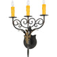 Meyda Lighting Merano 16" 3-Light Chestnut and Gold Accents Wall Sconce With Amber Faux Candlelight