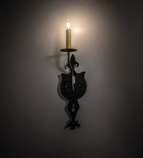 Meyda Lighting Merano 203930 5" Gunmetal Wall Sconce With Ivory Faux Candlelight