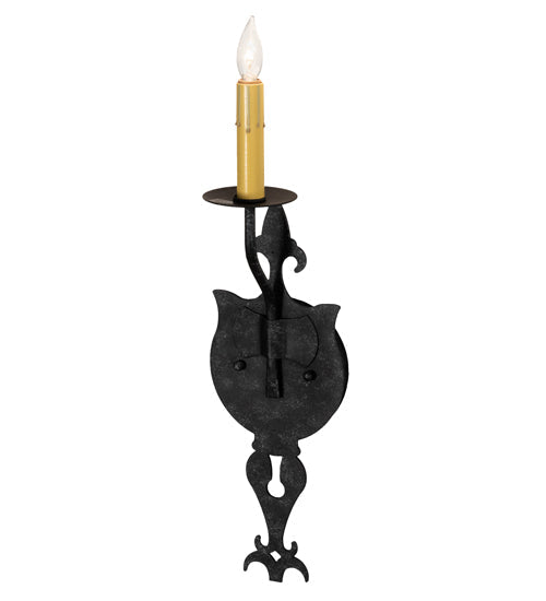 Meyda Lighting Merano 203930 5" Gunmetal Wall Sconce With Ivory Faux Candlelight