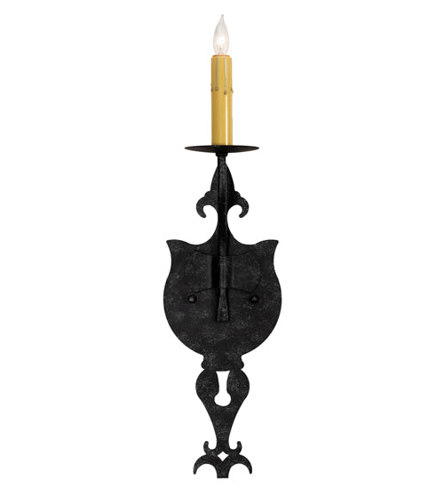 Meyda Lighting Merano 203930 5" Gunmetal Wall Sconce With Ivory Faux Candlelight