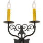 Meyda Lighting Merano 233400 11" 2-Light Old Wrought Iron Wall Sconce With Ivory Faux Candlelight