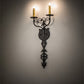 Meyda Lighting Merano 233400 11" 2-Light Old Wrought Iron Wall Sconce With Ivory Faux Candlelight