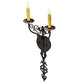 Meyda Lighting Merano 233400 11" 2-Light Old Wrought Iron Wall Sconce With Ivory Faux Candlelight