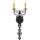 Meyda Lighting Merano 233400 11" 2-Light Old Wrought Iron Wall Sconce With Ivory Faux Candlelight