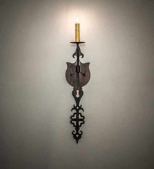 Meyda Lighting Merano 5" Cimarron Bronze Wall Sconce With Ivory Faux Candlelight