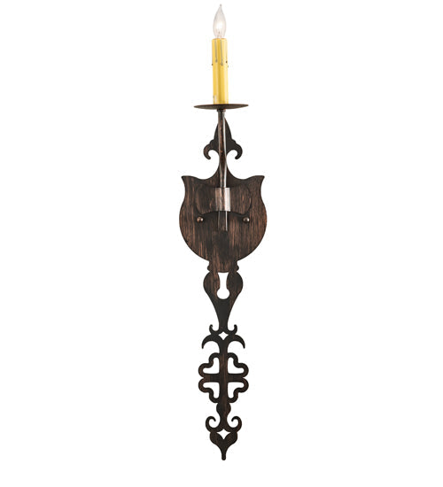 Meyda Lighting Merano 5" Cimarron Bronze Wall Sconce With Ivory Faux Candlelight