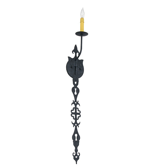 Meyda Lighting Merano 5" Gunmetal Wall Sconce With Amber Faux Candlelight