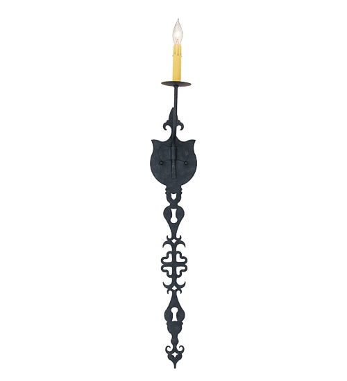 Meyda Lighting Merano 5" Gunmetal Wall Sconce With Amber Faux Candlelight