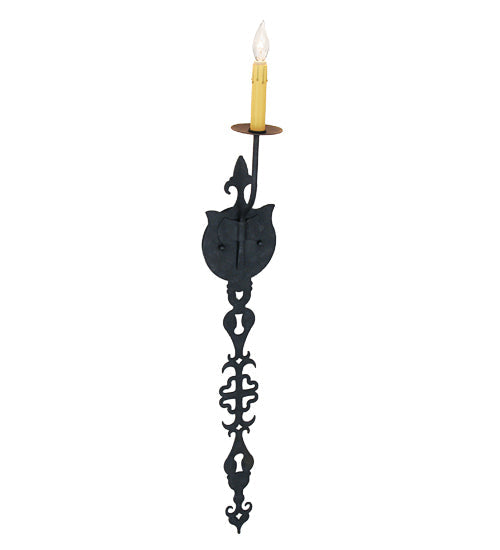 Meyda Lighting Merano 5" Gunmetal Wall Sconce With Amber Faux Candlelight