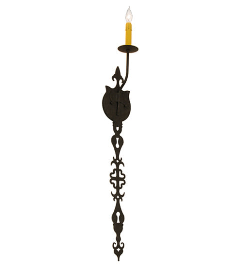Meyda Lighting Merano 5" Gunmetal Wall Sconce With Amber Faux Candlelight