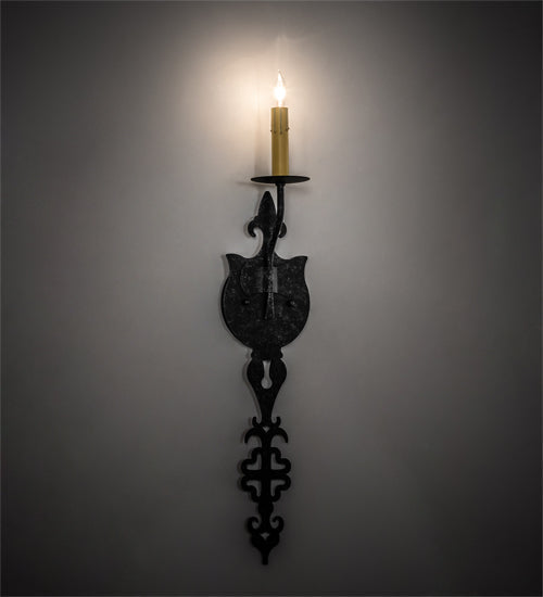 Meyda Lighting Merano 5" Gunmetal Wall Sconce With Ivory Faux Candlelight