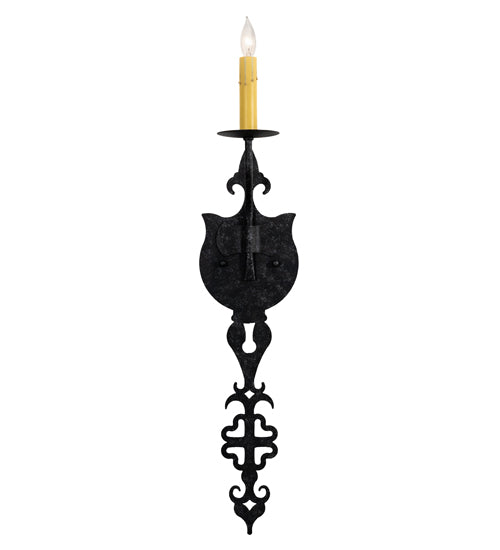 Meyda Lighting Merano 5" Gunmetal Wall Sconce With Ivory Faux Candlelight