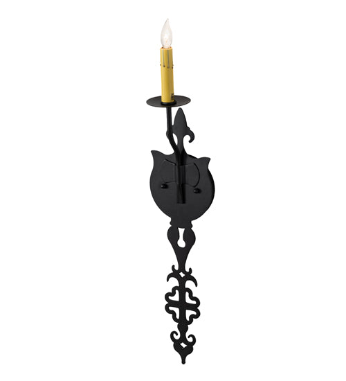 Meyda Lighting Merano 5" Old Wrought Iron Wall Sconce With Ivory Faux Candlelight