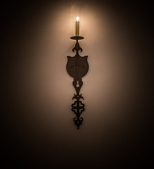 Meyda Lighting Merano 6" Copper Rust Wall Sconce With Ivory Faux Candlelight