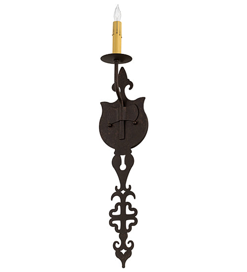 Meyda Lighting Merano 6" Copper Rust Wall Sconce With Ivory Faux Candlelight