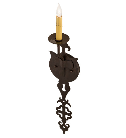 Meyda Lighting Merano 6" Copper Rust Wall Sconce With Ivory Faux Candlelight