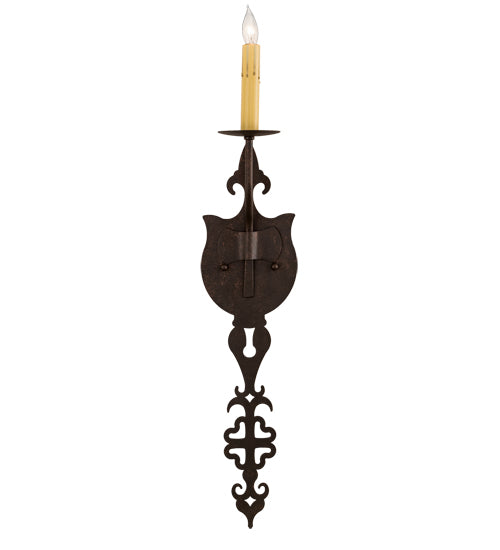 Meyda Lighting Merano 6" Copper Rust Wall Sconce With Ivory Faux Candlelight